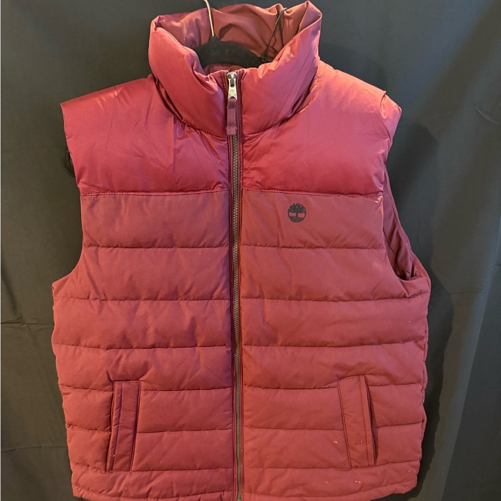 Timberland burgundy puffer vest (unisex)